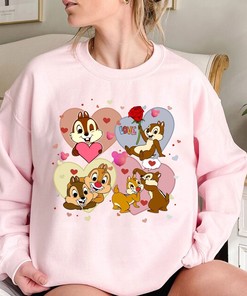 Disney Chip and Dale Valentine Sweater Disney Chip and Dale Characters T-shirt Valentine Couple Matching Disney Couple Shirt Gift