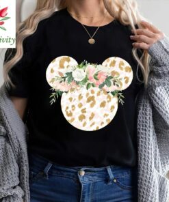 Disney Floral Shirt, Disney Ears Shirt, Floral Disney Shirt, Disney Shirt, Minnie T-Shirt, Floral Shirt, Disney Leopard Design Shirt