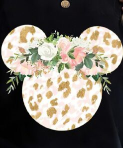 Disney Floral Shirt, Disney Ears Shirt, Floral Disney Shirt, Disney Shirt, Minnie T-Shirt, Floral Shirt, Disney Leopard Design Shirt