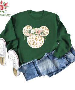 Disney Floral Shirt, Disney Ears Shirt, Floral Disney Shirt, Disney Shirt, Minnie T-Shirt, Floral Shirt, Disney Leopard Design Shirt