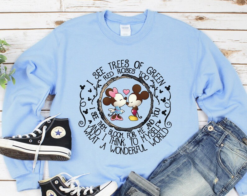 Disney Inspired - Mickey and Minnie - What A Wonderful World - Disneyland - Magic Kingdom - Unisex Crewneck Sweatshirt - Image 2
