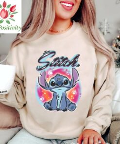 Disney Lilo and Stitch Airbrushed Stitch T-Shirt, Cute Stitch Shirt, Disneyland Family Trip Gift Unisex Adult T-shirt Kid T-shirt