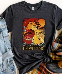 Disney Lion King Group Poster Graphic Vintage T-Shirt, Disneyland Vacation Gift Unisex T-shirt Family Birthday Gift Adult Kid Toddler Tee