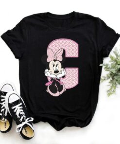 Disney Minnie Mouse T-shirt Female Funny 26 Capital Letters A-Z Print Shirt Unisex T-shirt Family Birthday Gift Adult Kid Toddler Tee 1