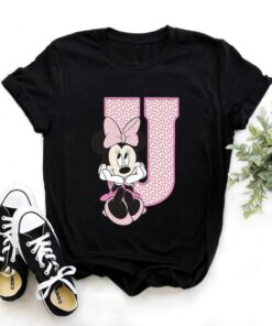 Disney Minnie Mouse T-shirt Female Funny 26 Capital Letters A-Z Print Shirt Unisex T-shirt Family Birthday Gift Adult Kid Toddler Tee 19