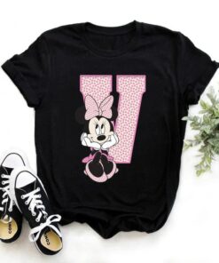 Disney Minnie Mouse T-shirt Female Funny 26 Capital Letters A-Z Print Shirt Unisex T-shirt Family Birthday Gift Adult Kid Toddler Tee 20