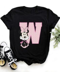 Disney Minnie Mouse T-shirt Female Funny 26 Capital Letters A-Z Print Shirt Unisex T-shirt Family Birthday Gift Adult Kid Toddler Tee 21