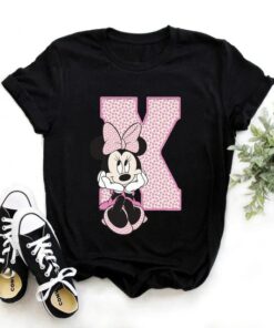 Disney Minnie Mouse T-shirt Female Funny 26 Capital Letters A-Z Print Shirt Unisex T-shirt Family Birthday Gift Adult Kid Toddler Tee 22