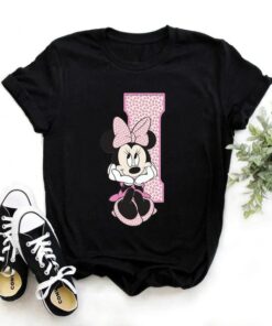 Disney Minnie Mouse T-shirt Female Funny 26 Capital Letters A-Z Print Shirt Unisex T-shirt Family Birthday Gift Adult Kid Toddler Tee 7