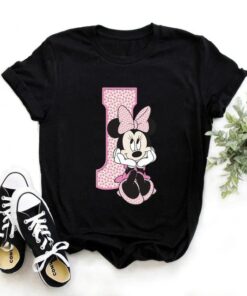 Disney Minnie Mouse T-shirt Female Funny 26 Capital Letters A-Z Print Shirt Unisex T-shirt Family Birthday Gift Adult Kid Toddler Tee 8