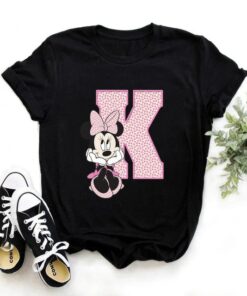 Disney Minnie Mouse T-shirt Female Funny 26 Capital Letters A-Z Print Shirt Unisex T-shirt Family Birthday Gift Adult Kid Toddler Tee 9