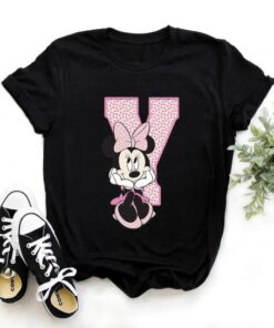 Disney Minnie Mouse T-shirt Female Funny 26 Capital Letters Shirt Unisex T-shirt Family Birthday Gift Adult Kid Toddler Tee 23