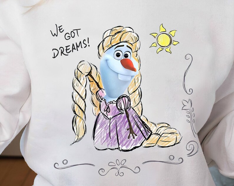 Disney Olaf Presents Rapunzel Costume Sketch T-Shirt Unisex Adult T-shirt Kid shirt Gift for Birthday Hoodie Sweatshirt Toddler Tee
