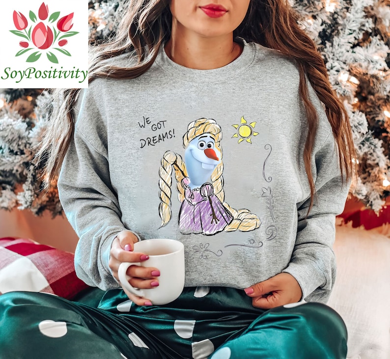 Disney Olaf Presents Rapunzel Costume Sketch T-Shirt Unisex Adult T-shirt Kid shirt Gift for Birthday Hoodie Sweatshirt Toddler Tee