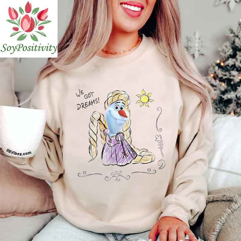 Disney Olaf Presents Rapunzel Costume Sketch T-Shirt Unisex Adult T-shirt Kid shirt Gift for Birthday Hoodie Sweatshirt Toddler Tee