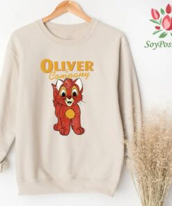 Disney Oliver and Company Movie Olive Cat Portrait Graphic T-Shirt Disneyland Trip Tee Disney Couple Matching T-shirt Unisex T-shirt Kid Shirt