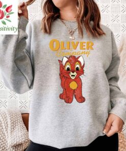 Disney Oliver and Company Movie Olive Cat Portrait Graphic T-Shirt Disneyland Trip Tee Disney Couple Matching T-shirt Unisex T-shirt Kid Shirt