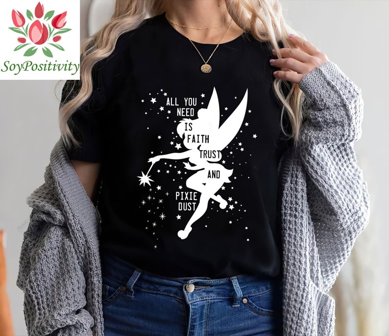 Disney Peter Pan Tinker Bell Pixie Dust Silhouette T-Shirt, Magic Kingdom, Disneyland Family Trip Vacation Gift Unisex T-shirt Kid