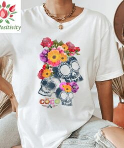 Disney Pixar Coco Calaveras Floral Skulls Graphic Shirt, Disneyland Vacation Trip, Unisex T-shirt Family Birthday Gift Adult Kid Toddler Tee