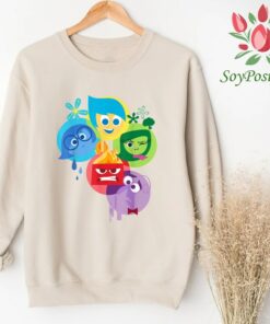 Disney Pixar Inside Out Simple Group Shot Graphic T-Shirt, Joy Fear Sadness Disgust Anger Face Shirt Unisex Adult T-shirt Kid T-shirt