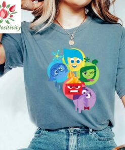 Disney Pixar Inside Out Simple Group Shot Graphic T-Shirt, Joy Fear Sadness Disgust Anger Face Shirt Unisex Adult T-shirt Kid T-shirt