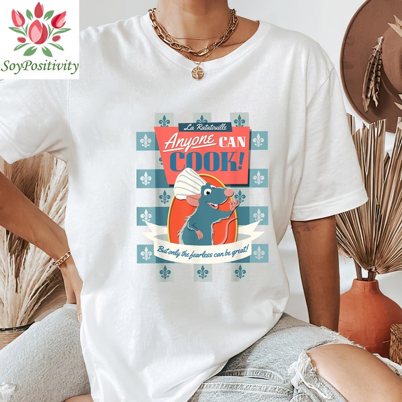 Disney Pixar Ratatouille Remy Anyone Can Cook Poster T-Shirt, Disneyland Unisex shirt, Disney World shirt