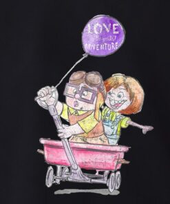 Disney Pixar Up Carl and Ellie Wagon Ride Sketch Graphic Tee, Magic Kingdom, Disneyland Family Trip Vacation Gift Unisex Adult T-shirt Kid Tee