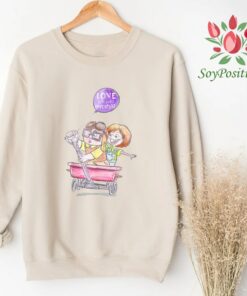 Disney Pixar Up Carl and Ellie Wagon Ride Sketch Graphic Tee, Magic Kingdom, Disneyland Family Trip Vacation Gift Unisex Adult T-shirt Kid Tee