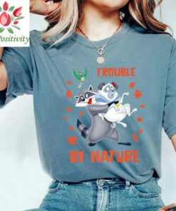 Disney Pocahontas Meeko Percy Flit Trouble By Nature Sweatshirt T-Shirt, Magic Kingdom, Disneyland Family Vacation Gift Unisex T-shirt Kid