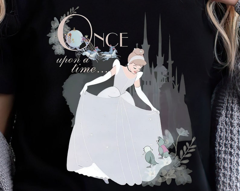 Disney Princess Cinderella Vintage Once Upon A Time Unisex T-shirt Birthday Shirt Gift For Men Women Kid Hoodie Sweatshirt Toddler Shirt