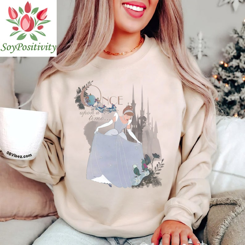 Disney Princess Cinderella Vintage Once Upon A Time Unisex T-shirt Birthday Shirt Gift For Men Women Kid Hoodie Sweatshirt Toddler Shirt
