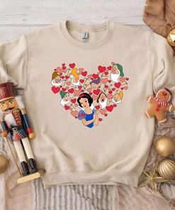 Disney Snow White and Seven Dwarfs Valentine Shirt Valentine Snow White Love Heart Unisex Shirt Disney Valentine Couple Matching Shirt Gift
