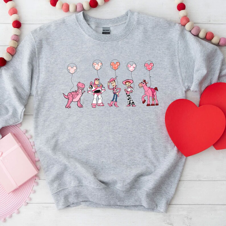 Disney Toy Story Valentine Sweater Disney Buzz Lightyear Woody Jessie Heart Valentine Tee Valentine Couple Matching Disney Couple Shirt Gift - Image 3