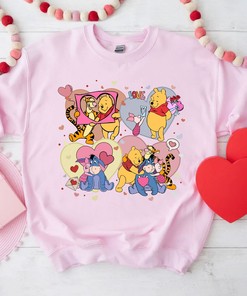 Disney Valentine Pooh Bear Sweater Disney Pooh Bear and Friends Shirt Valentine's Day Tee Valentine Couple Matching Disney Couple Shirt Gift