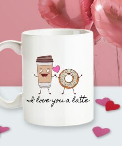 Donut Mug, I Love You A Latte Cute Valentine Mug, Coffee Lover Gift, Boyfriend Valentine Gift