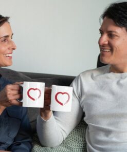Double Heart Mug, Ceramic Mug, Valentines Day Mug, Hearts Mug, Valentines Mug, Couple Mug, Valentines Gift