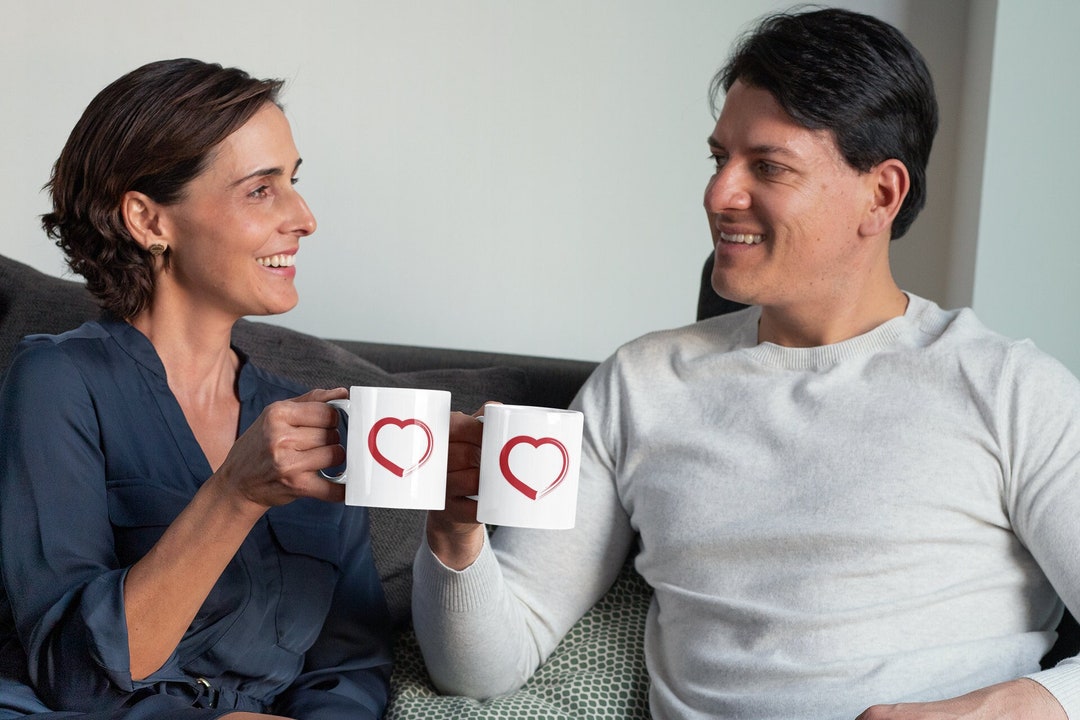 Double Heart Mug, Ceramic Mug, Valentines Day Mug, Hearts Mug, Valentines Mug, Couple Mug, Valentines Gift