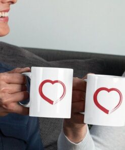 Double Heart Mug, Ceramic Mug, Valentines Day Mug, Hearts Mug, Valentines Mug, Couple Mug, Valentines Gift