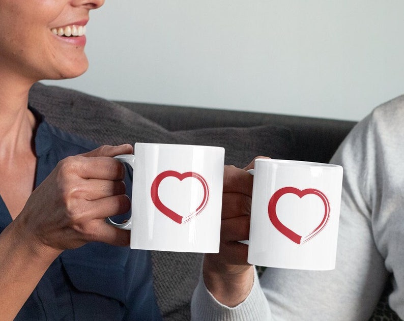 Double Heart Mug, Ceramic Mug, Valentines Day Mug, Hearts Mug, Valentines Mug, Couple Mug, Valentines Gift
