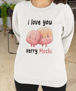 Eco-Friendly "I Love You Very Mochi" Couple Sweatshirt - Valentine's Day Gift