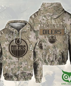 Edmonton Oilers Camouflage 3D Hoodie Zip Hoodie, Nhl 3D All Over Print Hoodie Zip Hoodie