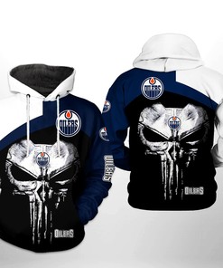 Edmonton Oilers Nhl Skull 3D All Over Print Zip Up Hoodie