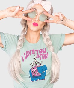 Elephant Shirt, 1970s Love You A Ton Tee, Retro Valentines Unisex Tshirt