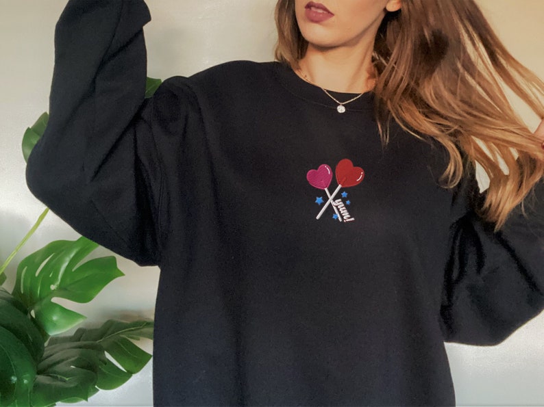 Embroidered Valentine's Day Sweatshirt, Love Sweatshirt, Valentines Shirt, Valentine Sweatshirt, V-Day Sweatshirt, Cute Valentines Shirt - Image 3