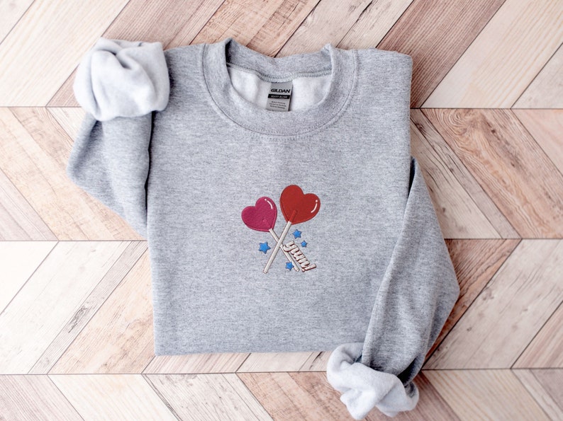 Embroidered Valentine's Day Sweatshirt, Love Sweatshirt, Valentines Shirt, Valentine Sweatshirt, V-Day Sweatshirt, Cute Valentines Shirt - Image 4