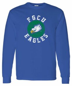 FGCU Eagles Distressed Circle Logo Shirt Sweatshirt Pullover Hoodie Reprinted Full Color Full Size