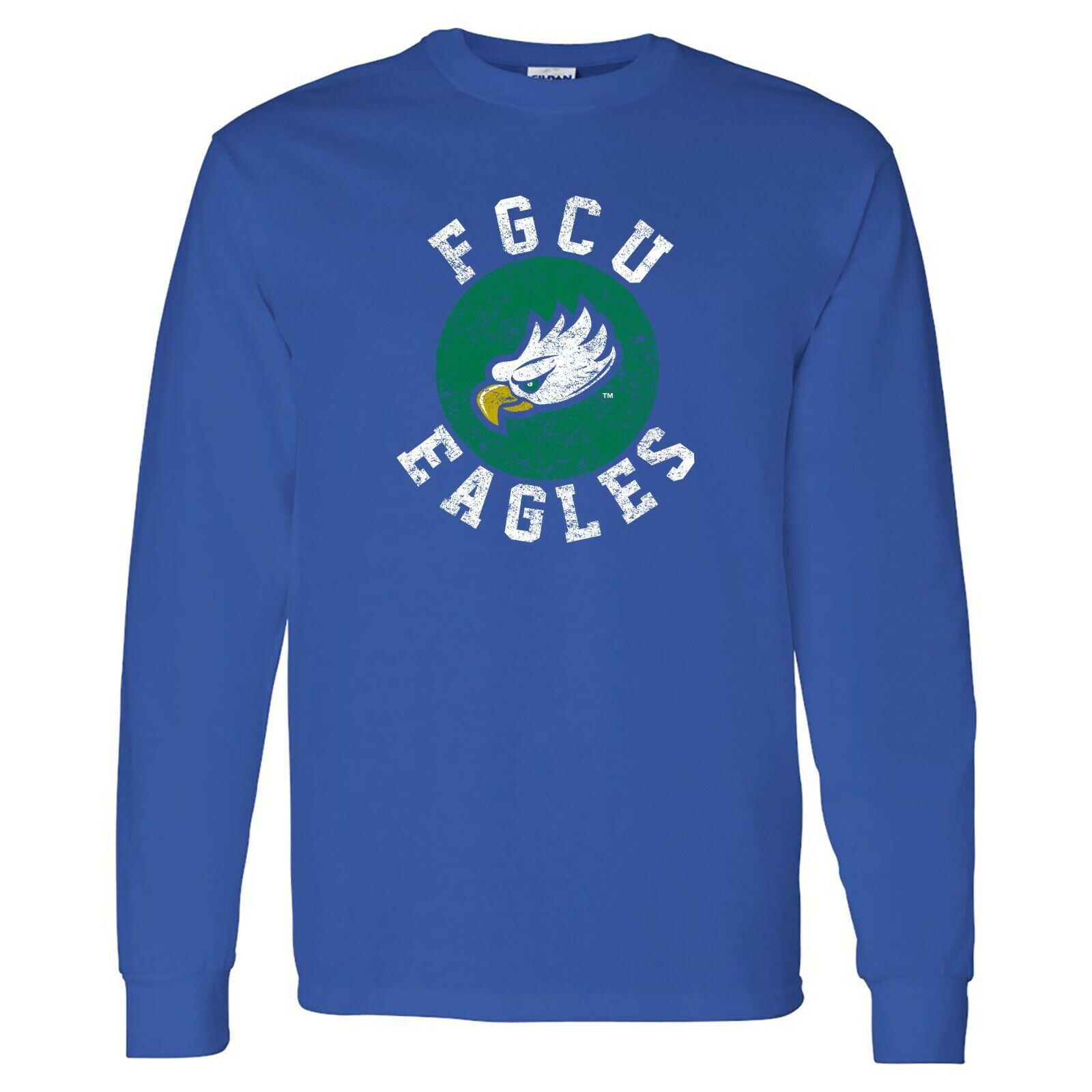 FGCU Eagles Distressed Circle Logo Shirt Sweatshirt Pullover Hoodie Reprinted Full Color Full Size