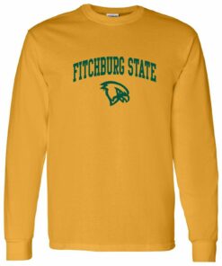 Fitchburg State Falcons Arch Logo Shirt Sweatshirt Pullover Hoodie Reprinted Full Color Full Size