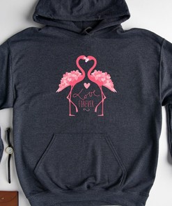 Flamingo Hoodie: Valentine's Day and Love Forever Theme