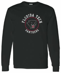 Florida Tech Panthers Distressed Circle Logo Shirt - Black Shirt Sweatshirt Pullover Hoodie Reprinted Full Color Full Size